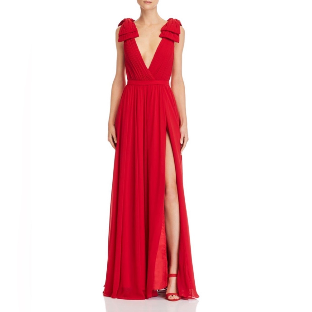 Saks Fifth Avenue Basix Red Gown with Bow Shoulders - Worn Once
